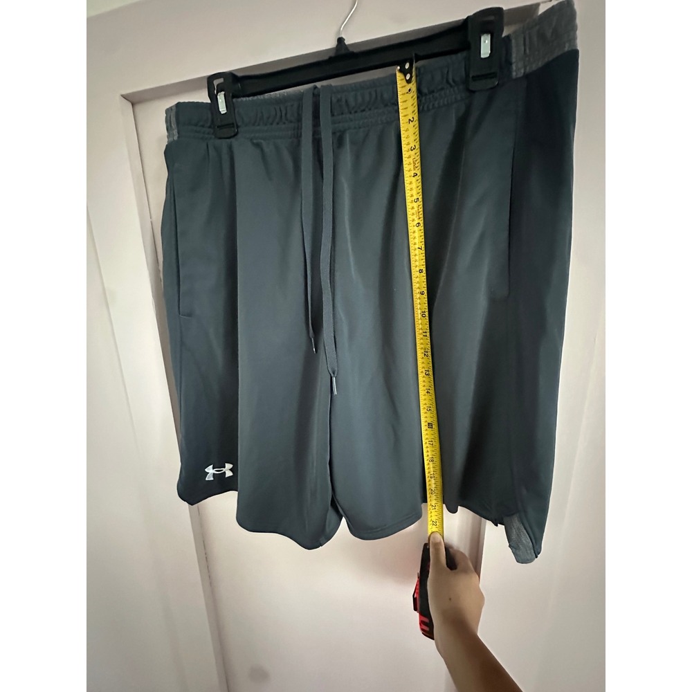 Under Armour Mens XL Gray Loose Fit Athletic Gym Training Shorts Drawstring 10in - Picture 5 of 7